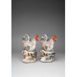 † † A PAIR OF JAPANESE ARITA MODELS OF CHICKENS EDO PERIOD, C.1670-1730 Depicted standing on