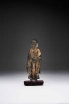 A KOREAN GILT-BRONZE FIGURE OF BUDDHA SHAKYAMUNI UNIFIED SILLA DYNASTY, 8TH-9TH CENTURY Depicted