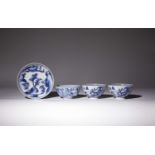 FOUR JAPANESE BLUE AND WHITE PIECES EDO OR MEIJI, 18TH OR 19TH CENTURY Two a pair of bowls decorated