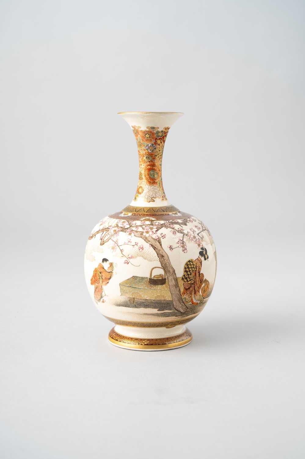 A JAPANESE SATSUMA VASE BY OKAMOTO RYOZAN FOR THE YASUDA COMPANY MEIJI ERA, 19TH/20TH CENTURY The