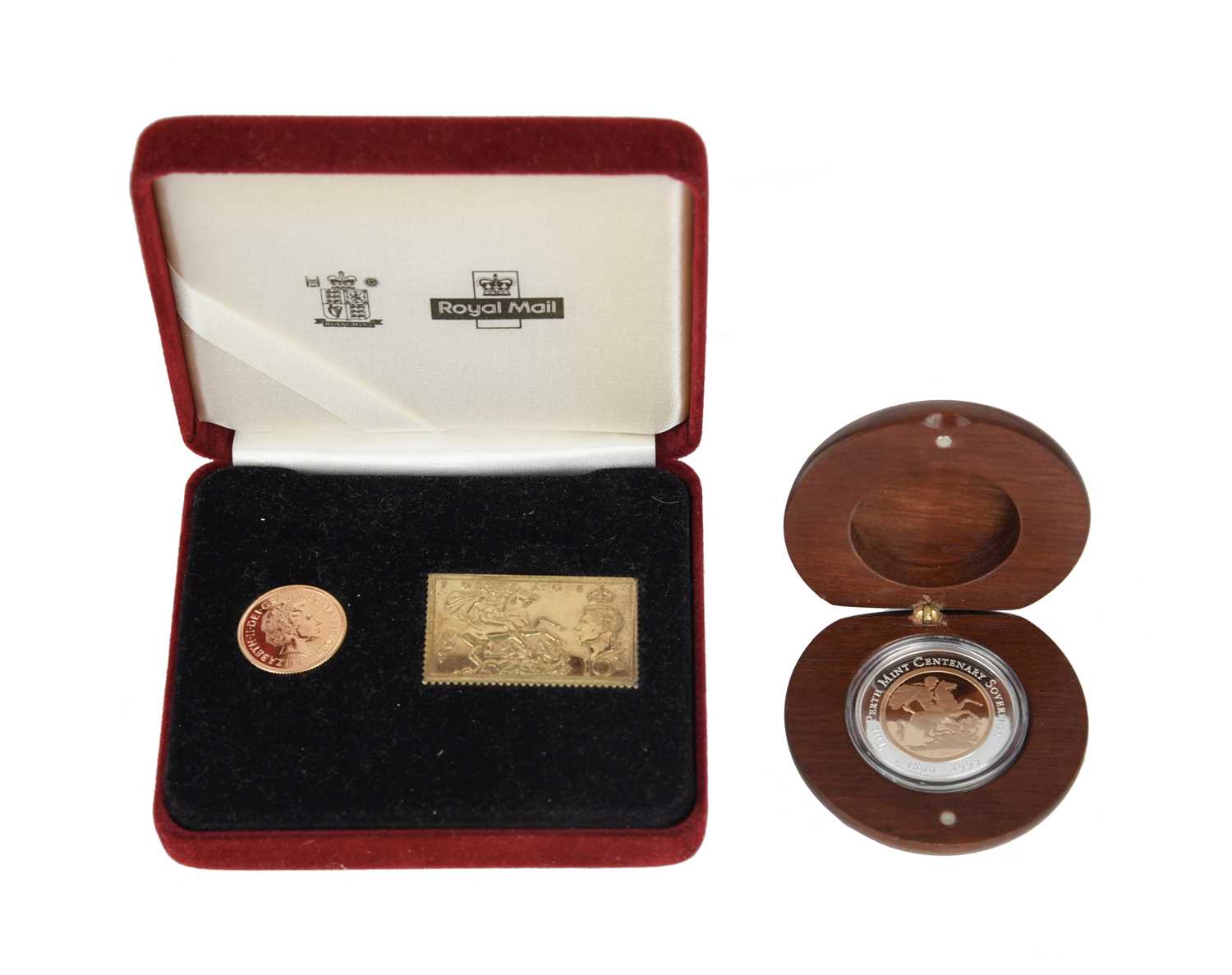 Elizabeth II, gold sovereign, 2001, bullion type (S 4430), cased together with a gilt-metal ingot;