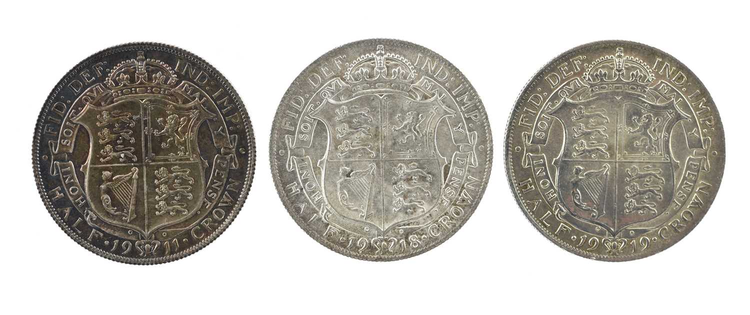 George V, three silver half crowns, first coinage (S 4011): 1911, extremely fine or better and - Image 2 of 2