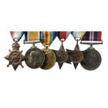 Six medals named or attributed to Captain J. E. Thoresby, Royal Army Medical Corps: 1914 Star (