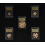 Gibraltar: Elizabeth II, a set of five gold presentation coins, 2019, 'Into the Dragon's Layer',