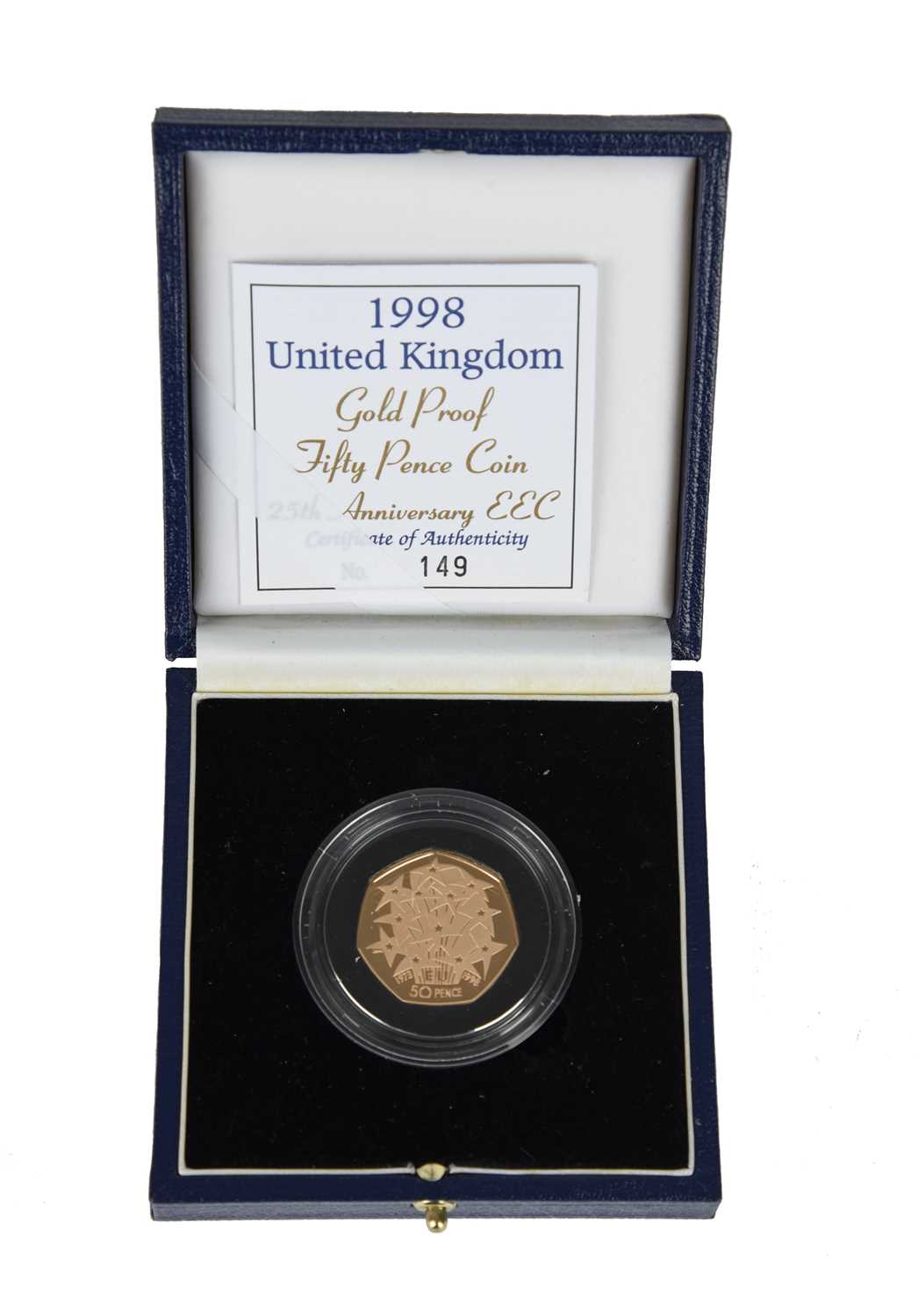 Elizabeth II, gold proof fifty pence, 1998, EU commemorative issue (S 4611), cased with