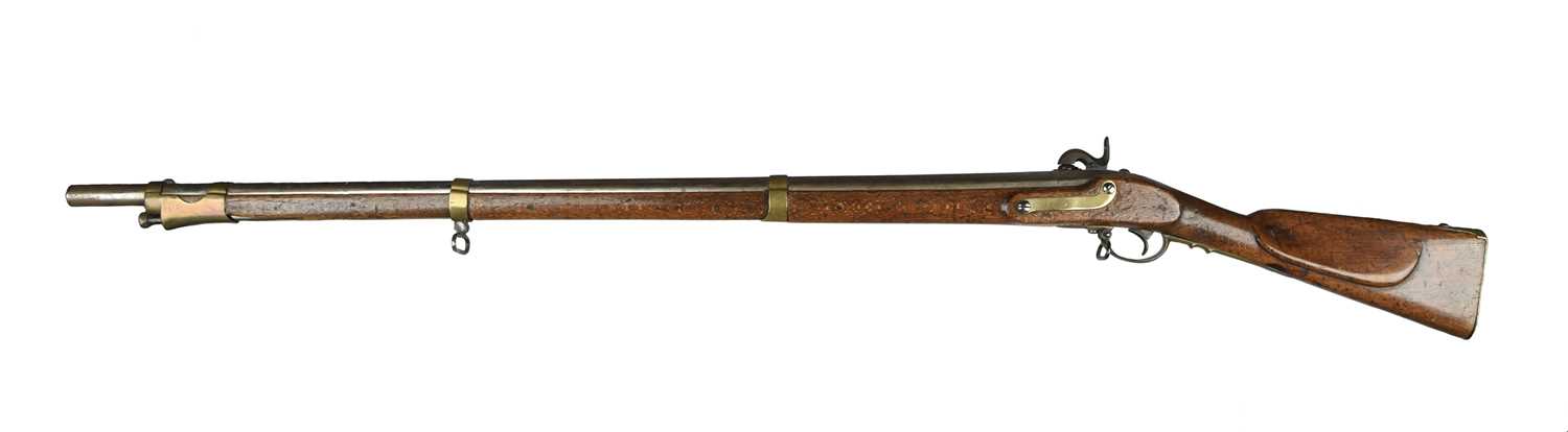 An Austrian 28 bore tube lock cadet musket, sighted barrel 31.5 in., secured to the stock by three - Bild 2 aus 2