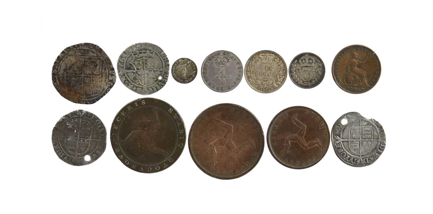 A small quantity of coins of the British Isles, including: Ireland: Henry VIII, groat, harp - Image 2 of 2