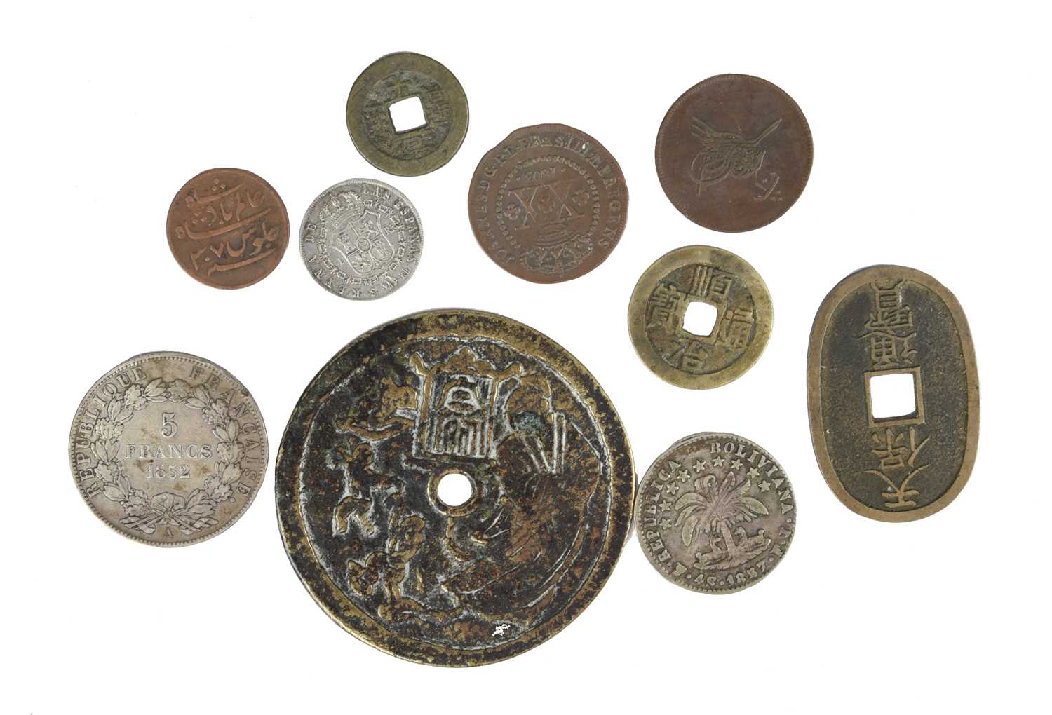 Miscellaneous silver and base metal coins, including: Mexico: Charles IV, two reales, 1794 (KM - Image 2 of 2