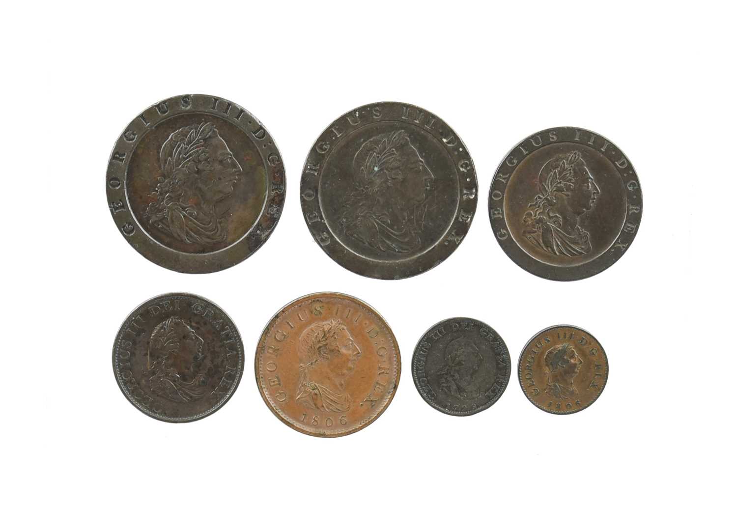 George III, a small quantity of copper coins, comprising: twopence (2), 1797, second issue, Soho