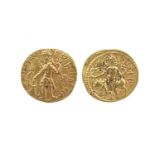 India - Kushan Empire: gold dinar, possibly Vasudeva (c. 189-225 AD), king standing holding