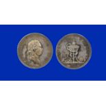 George III, recovery of health 1789, a silver medal by J.P. Droz, bust right, signed D.F., rev. a