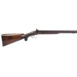 An English 12 bore percussion double gun, twist barrels 29.75 in., hollow top rib inscribed 'JOHN