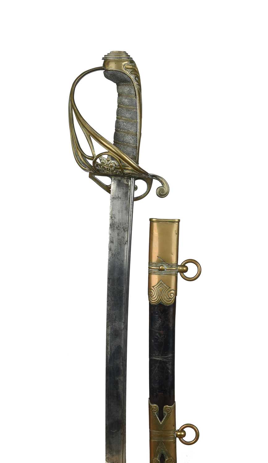 A British 1822 pattern infantry officer's sword, William IV, pipe-backed blade 32 in. and