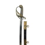 A British 1822 pattern infantry officer's sword, William IV, pipe-backed blade 32 in. and