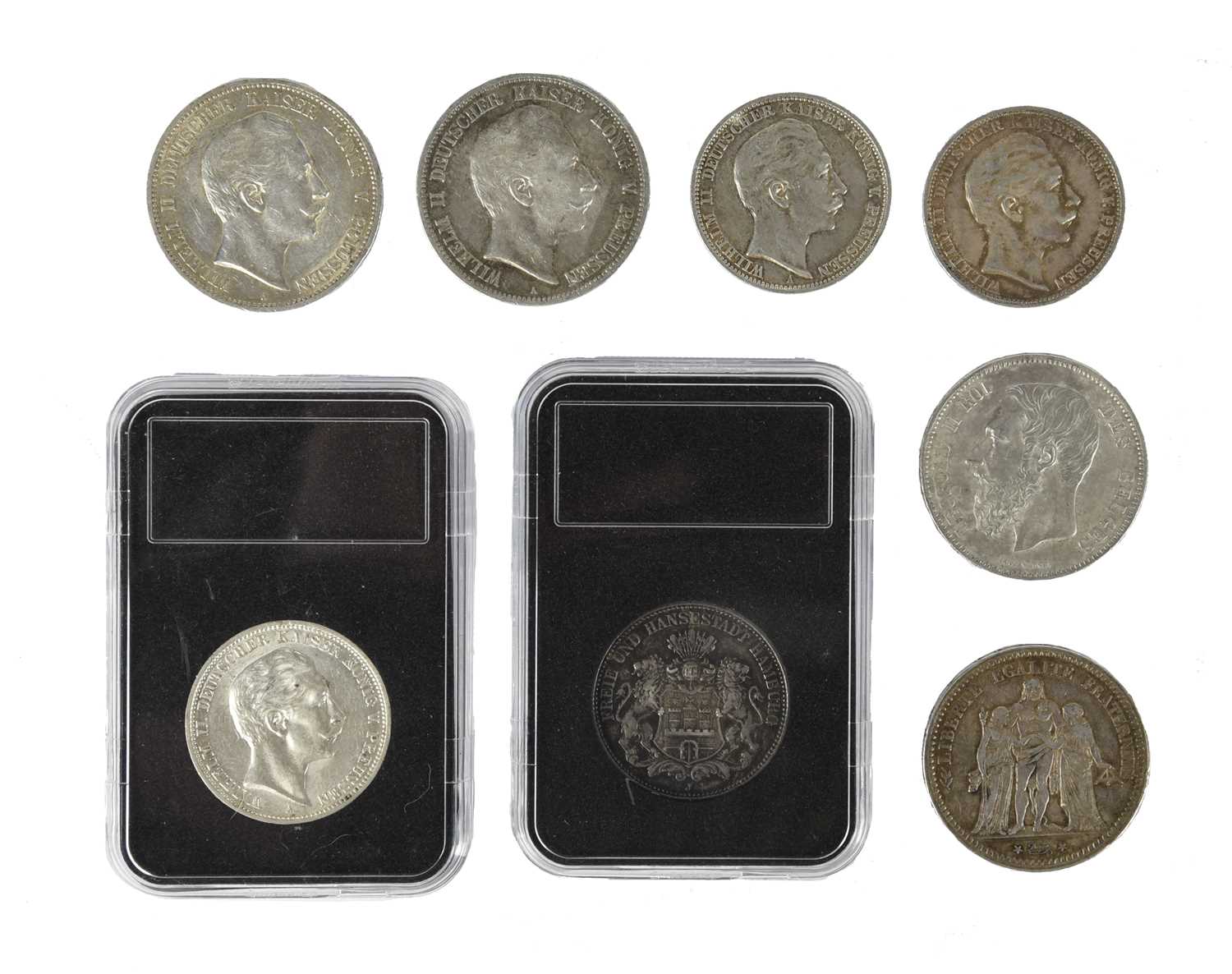 European States: a small quantity of silver coins, comprising: Imperial Germany - Prussia: William