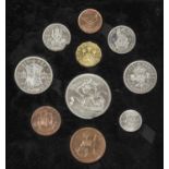 George VI, proof set, 1951, 10 coins, crown to farthing, in Festival of Britain case of issue (S