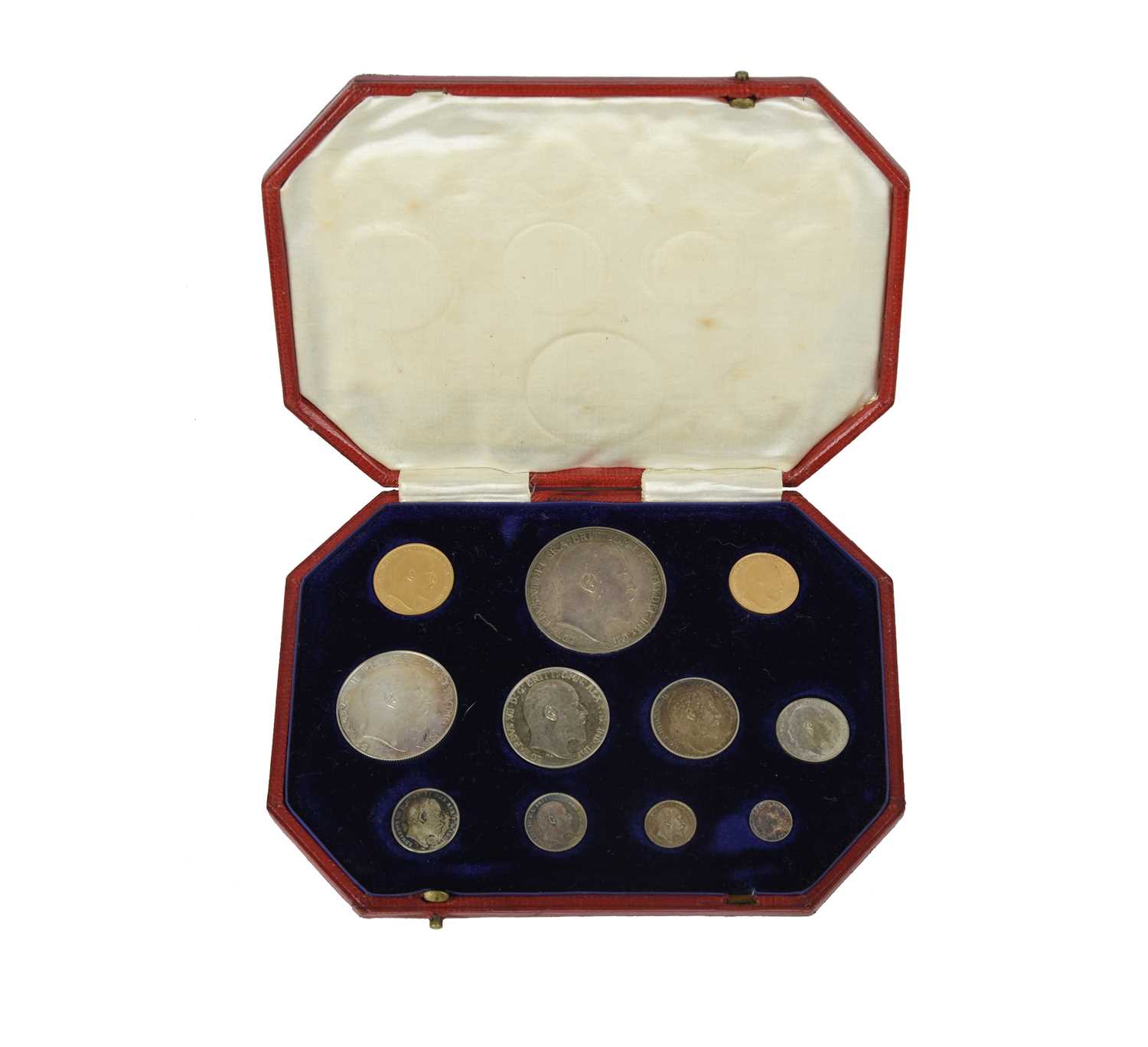 Edward VII: proof set 1902, 11 coins comprising gold sovereign to silver maundy penny, in official - Image 4 of 4