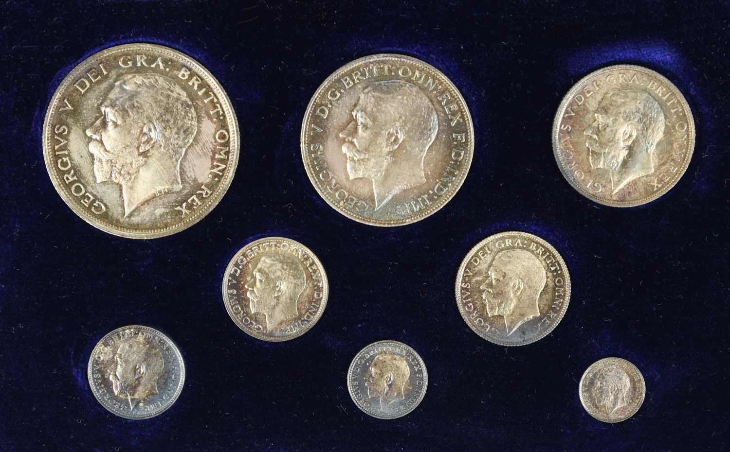 George V: proof set 1911, 8 coins comprising silver half crown to maundy penny, in official case