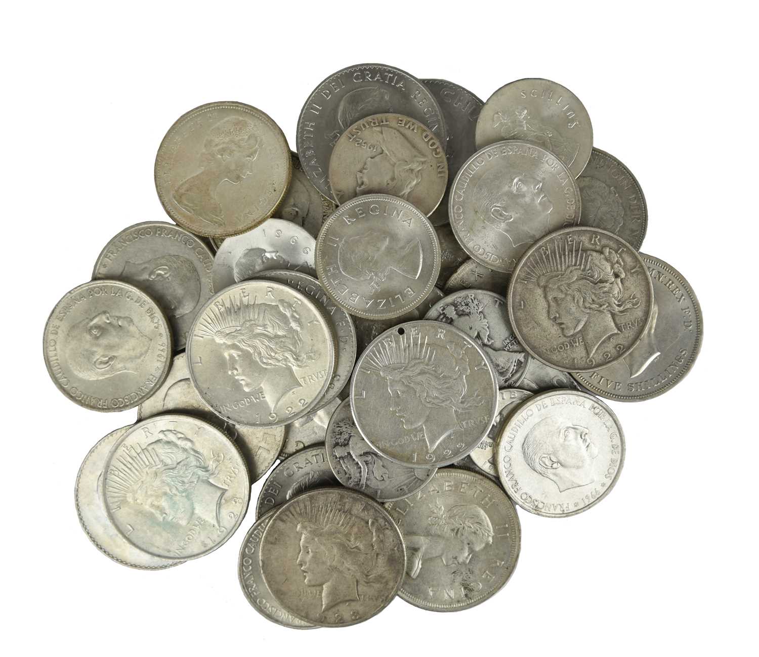 A quantity of silver and cupro-nikel coins, including: United States of America: dollars (5),
