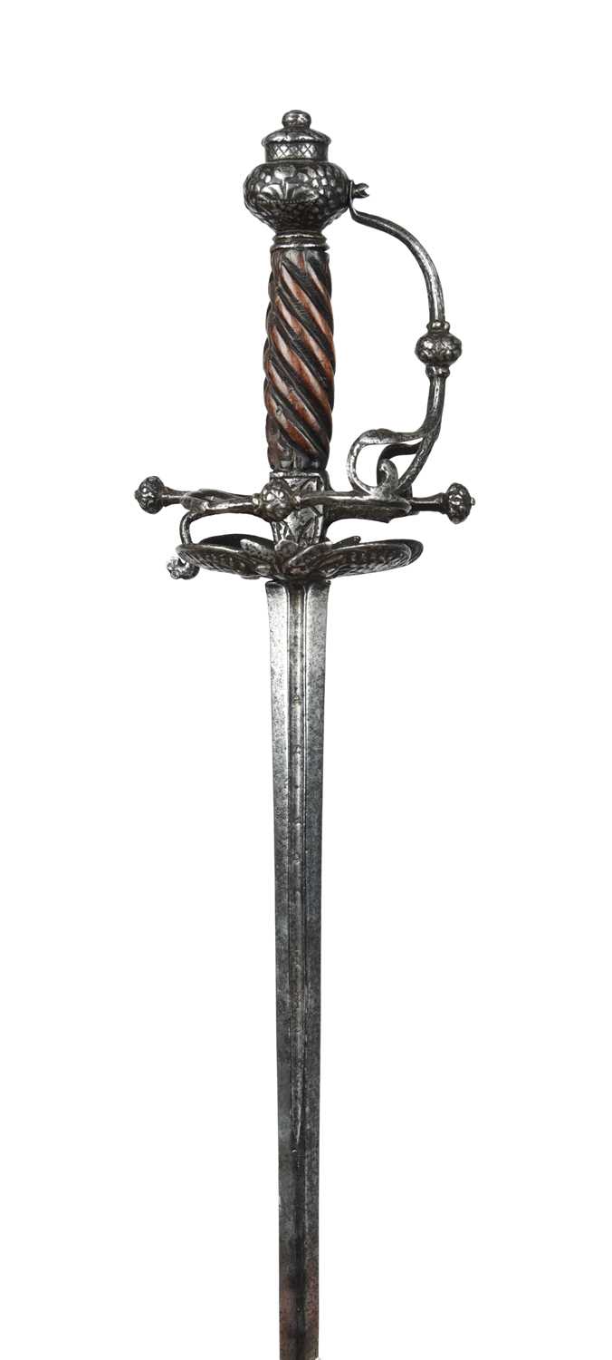 A 17th century English rapier, slender blade 38 in., a short fuller to each side inscribed 'ON - Image 2 of 2