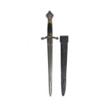A parrying dagger, double-edged blade 10.75 in., cutler's mark of crossed swords within a shield,
