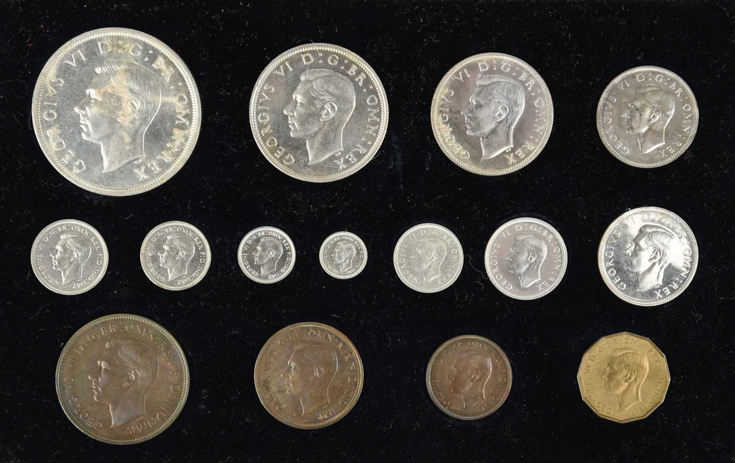 George VI: proof set 1937, 15 coins comprising crown to farthing and including maundy set, in