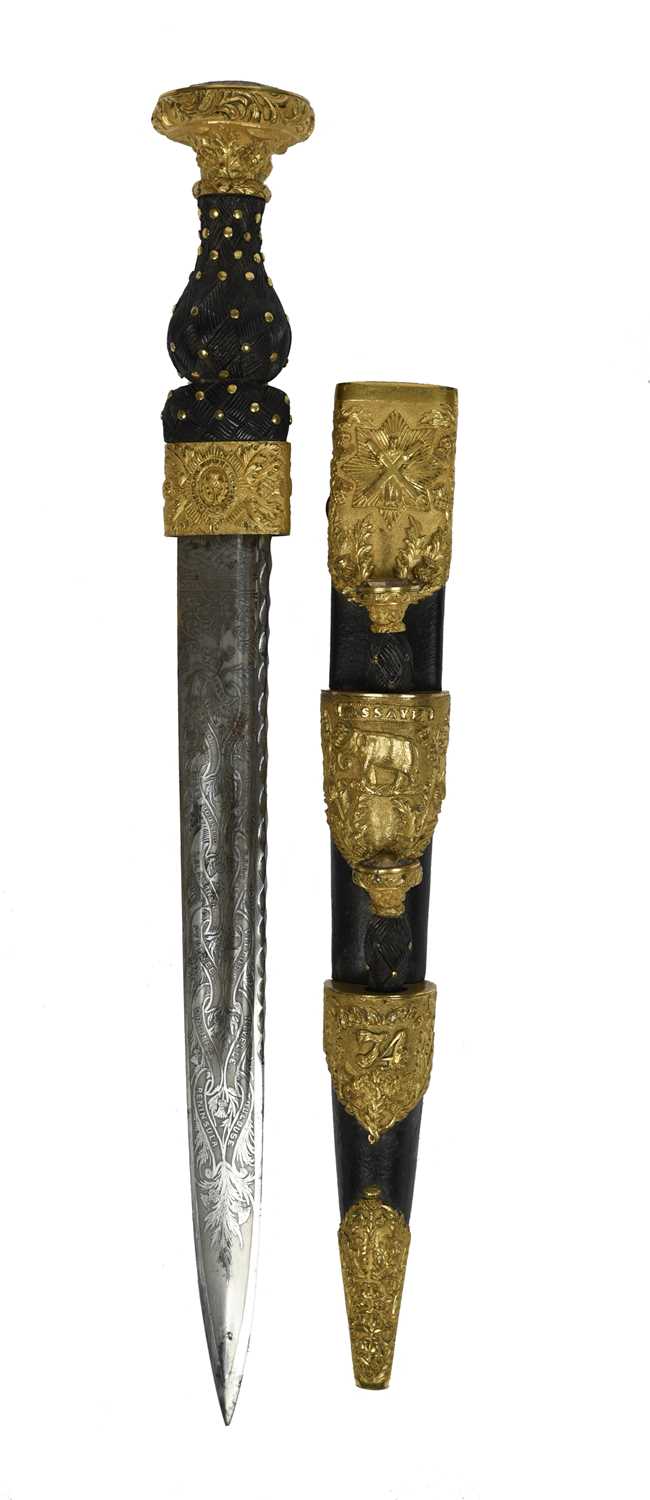 74th Highland Regiment of Foot: a very fine Victorian dress dirk, the blade 12 in. and etched all