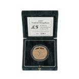 Elizabeth II, gold five pounds, 1997, uncirculated type with 'U' to left of date (S 4252), in a