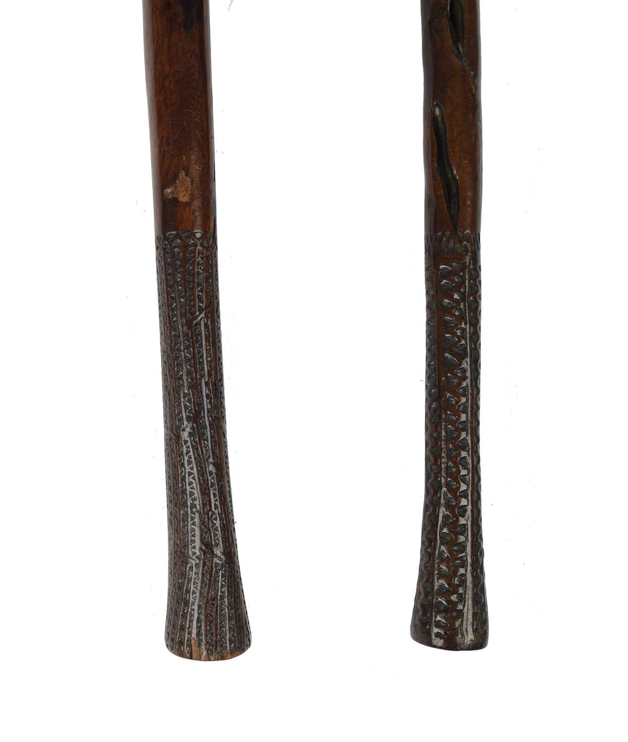 A Fijian throwing club (ula), multi-lobed head with dome finial, the slightly waisted haft with - Image 2 of 5