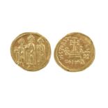 Byzantine Empire: Heraclius (610-641 AD), gold solidus, Heraclius standing in company with Heraclius