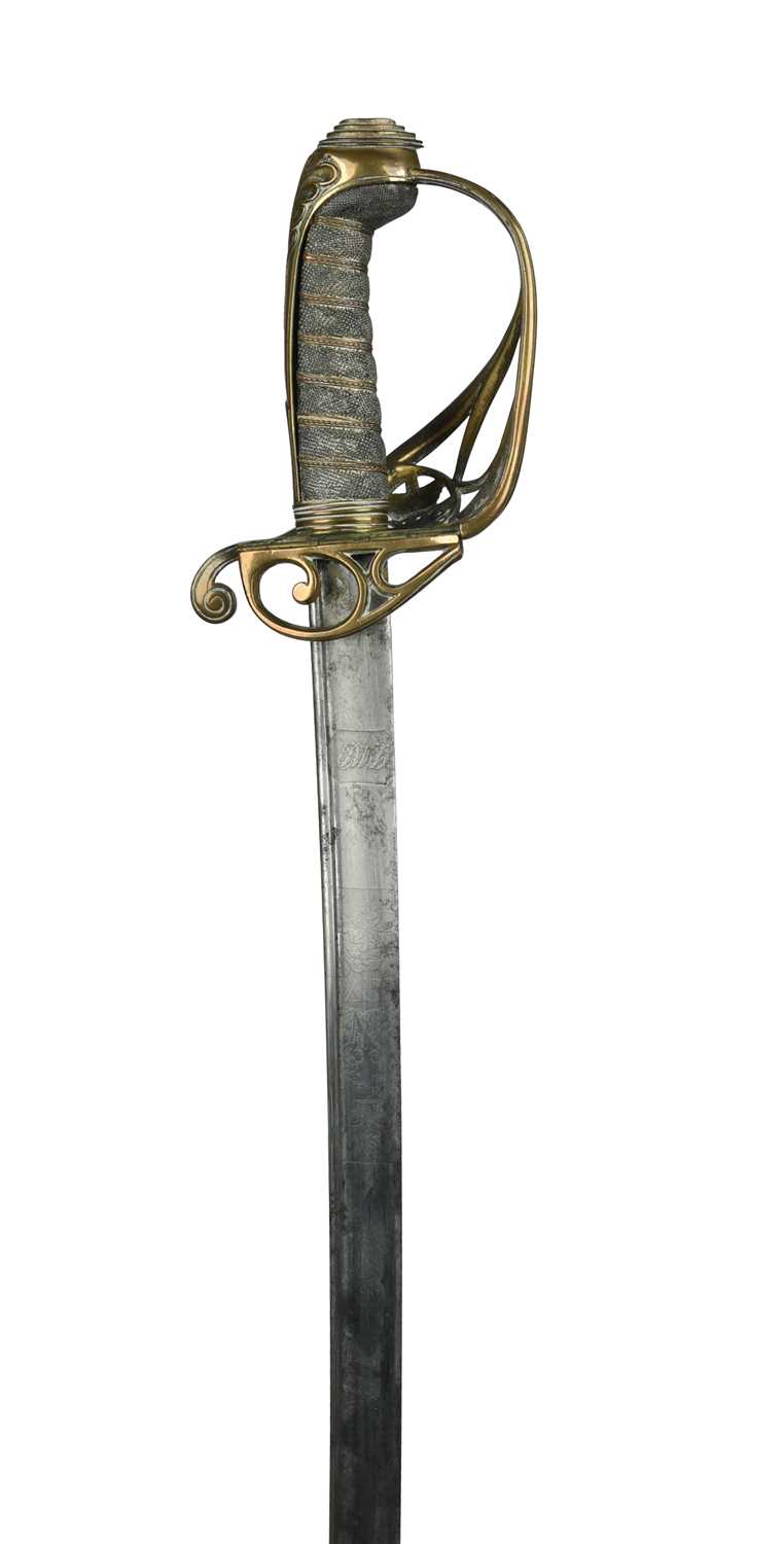 A British 1822 pattern infantry officer's sword, William IV, pipe-backed blade 32 in. and - Image 2 of 2