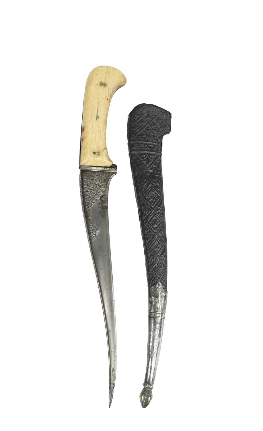 An Indo-Persian dagger (peshkabz), recurved T-section blade 9 in., the back and the forte