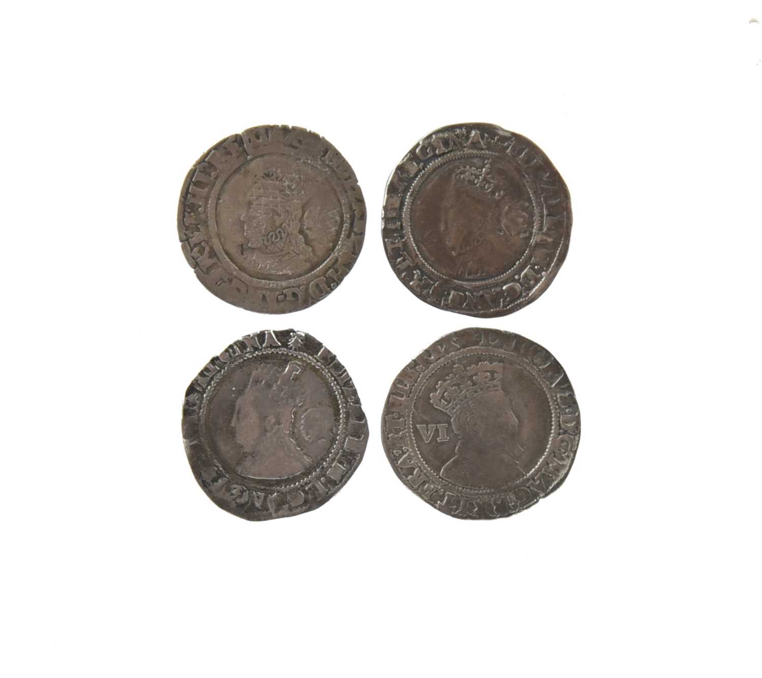 Four English silver pennies, vis.: Elizabeth II, rose and date (S 2562), 1567, geometric - Image 3 of 3