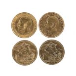 George V, gold sovereigns (2), 1911, 1912, London Mint (S 3996), nearly extremely fine. [2] 22.