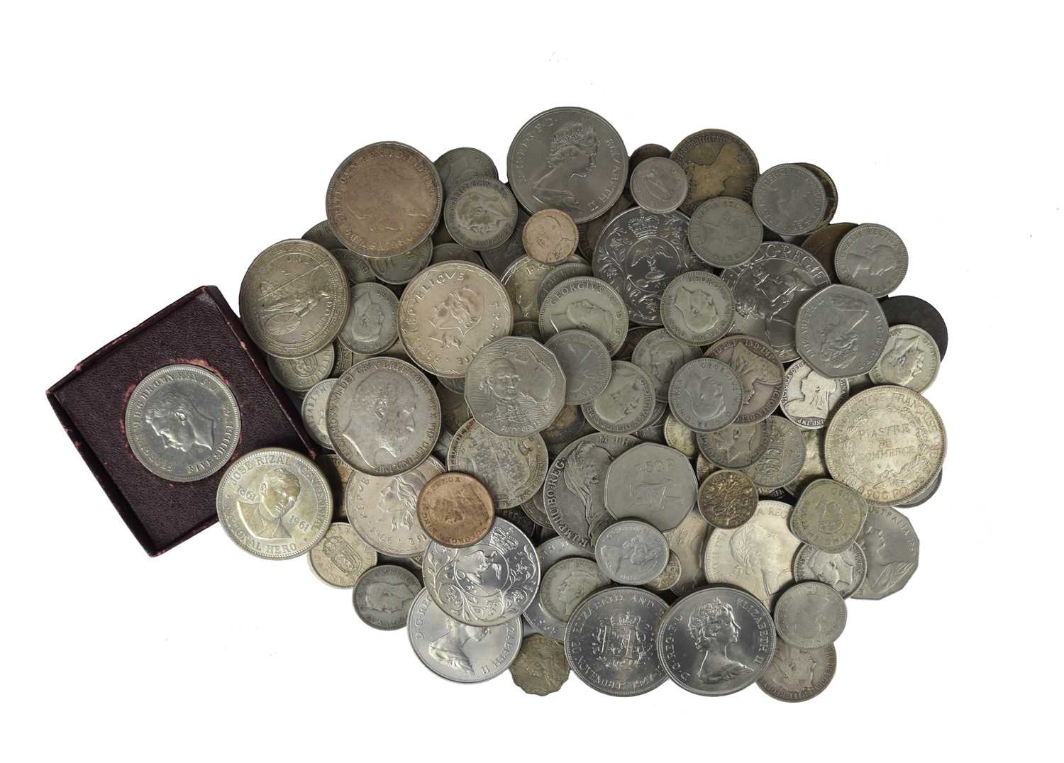 An international collection of coins, mainly silver or base metal crowns and crown equivalents,