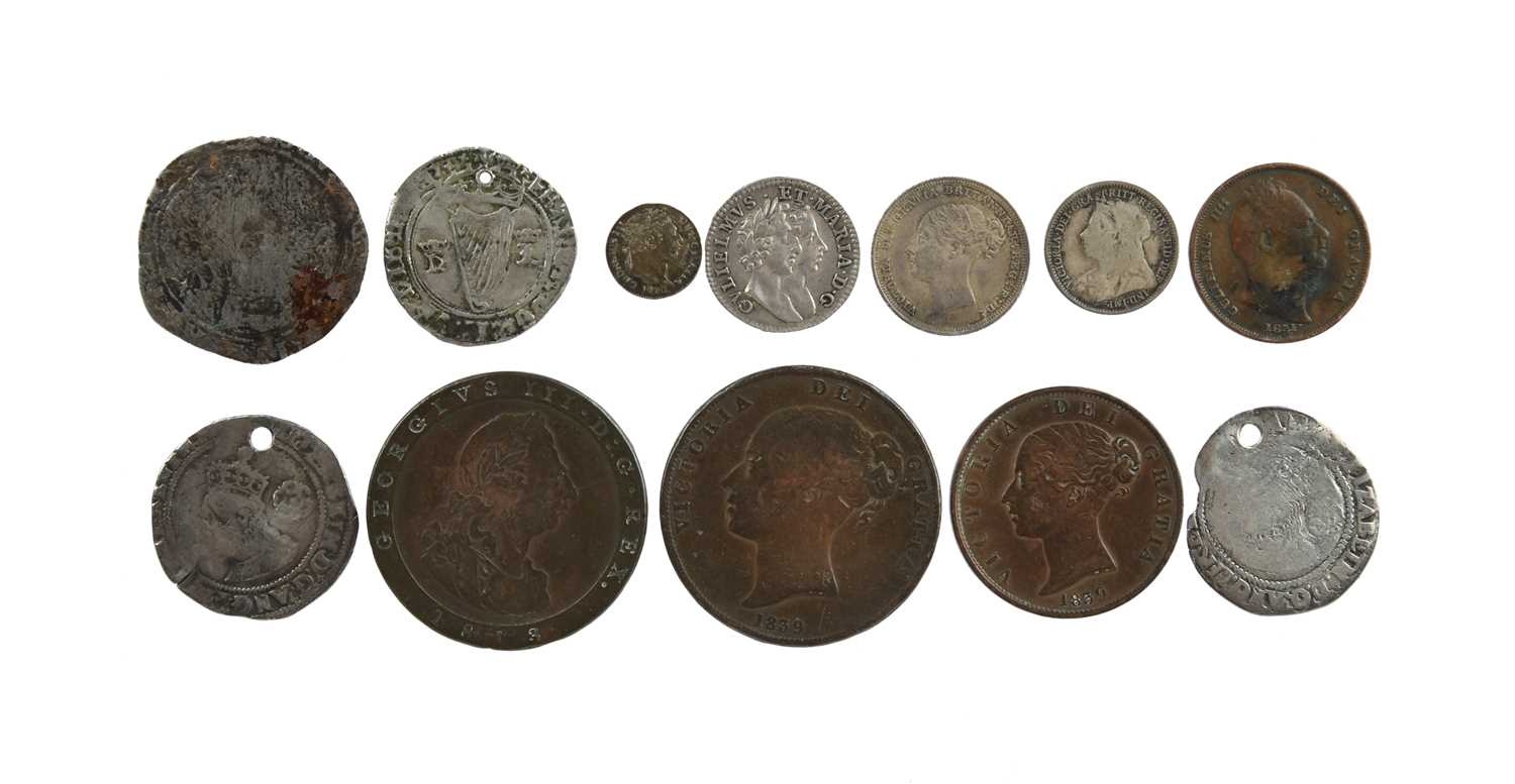 A small quantity of coins of the British Isles, including: Ireland: Henry VIII, groat, harp