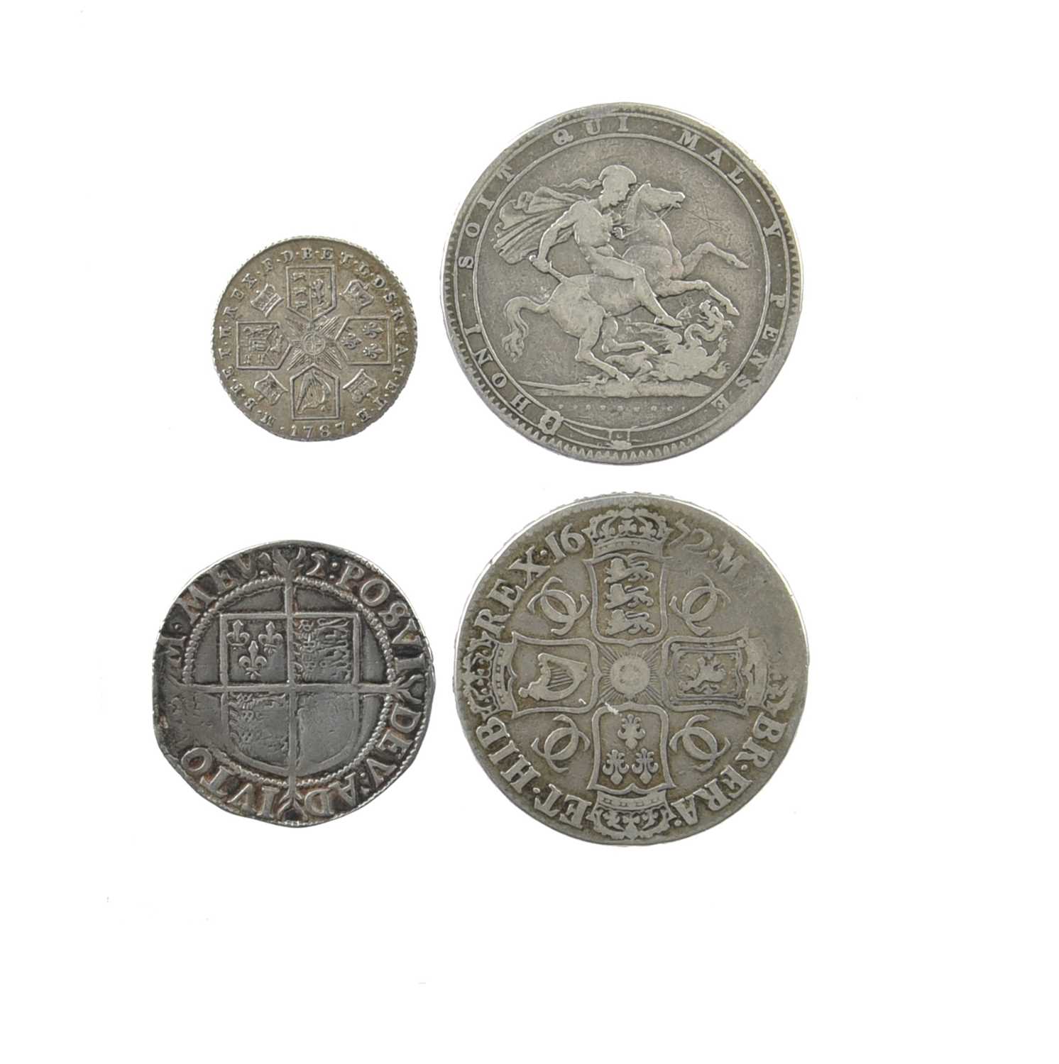 English and British silver coins (4): Elizabeth (1558-1603), shilling, seventh issue (1601-02), - Image 2 of 2