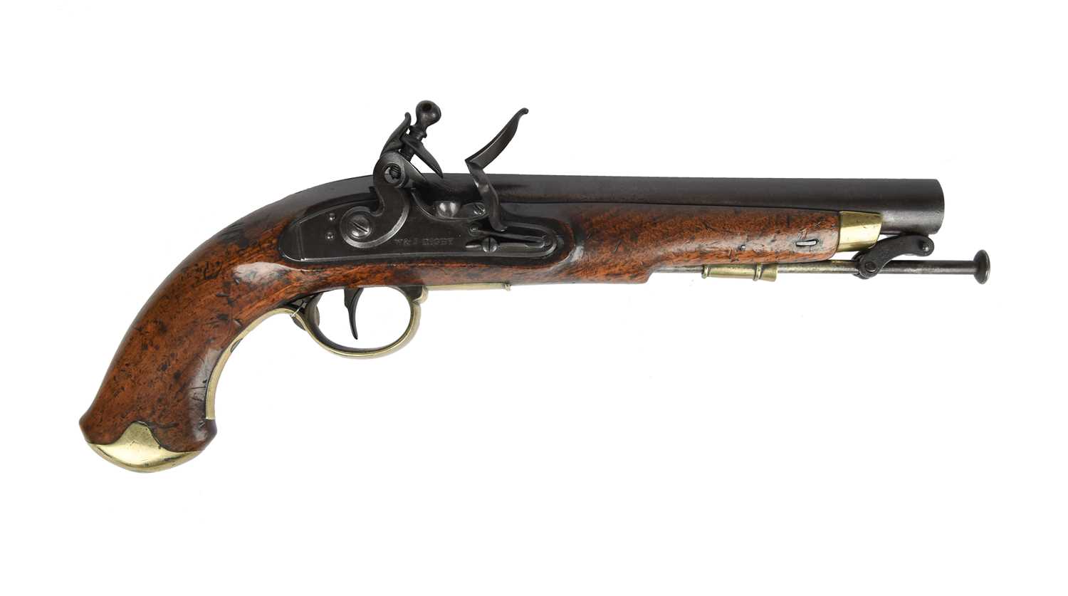 W & J Rigby: a scarce Irish 16 bore constabulary flintlock pistol, barrel 9 in., narrow top flat
