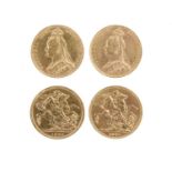 Victoria, gold sovereigns (2), 1889 and 1890, Jubilee head, London Mint (S 3866B), good very fine or