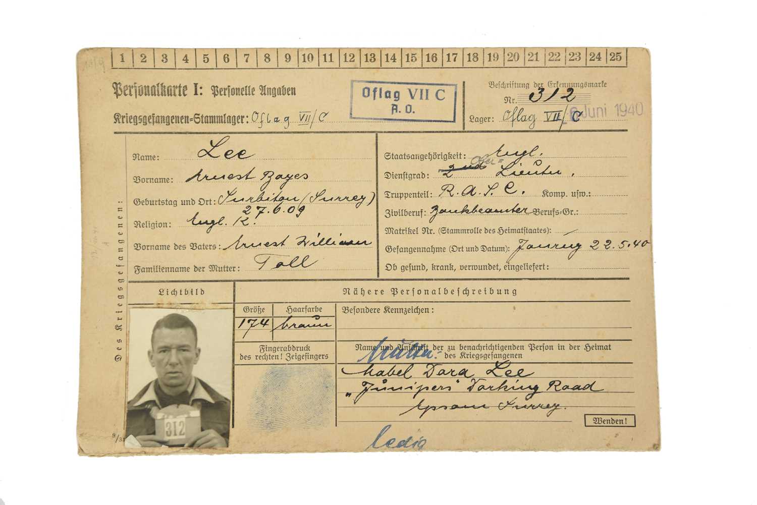 Second World War Prisoner of War interest: a fascinating and scarce archive of original documents, - Bild 4 aus 4