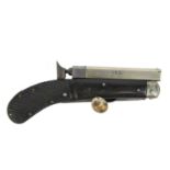 Unwin & Rogers: a combination clasp knife/ percussion pistol, nickel barrel 4 in., impressed '
