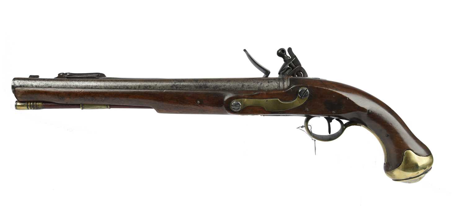 An English commercial .57 flintlock pistol of sea service type, barrel 11.5 in., London Company - Bild 2 aus 2