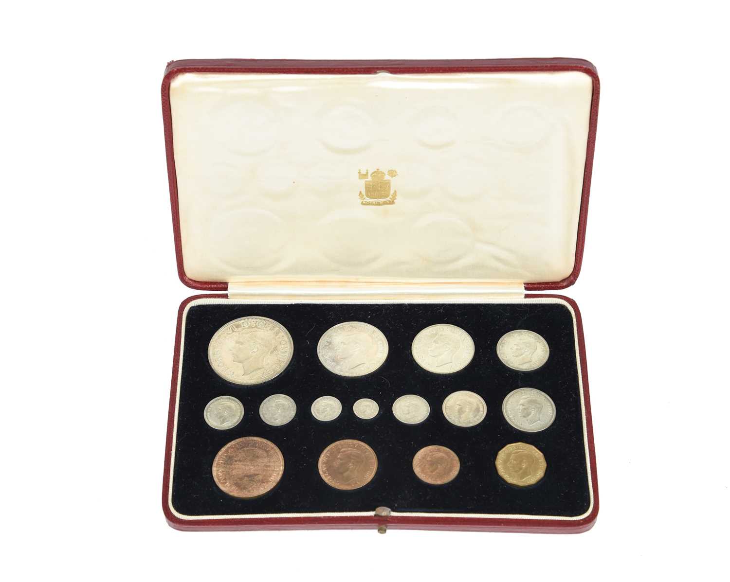 George VI, specimen set, 1937, 15 coins, crown to farthing, including maundy coins (S PS16), in - Image 2 of 3