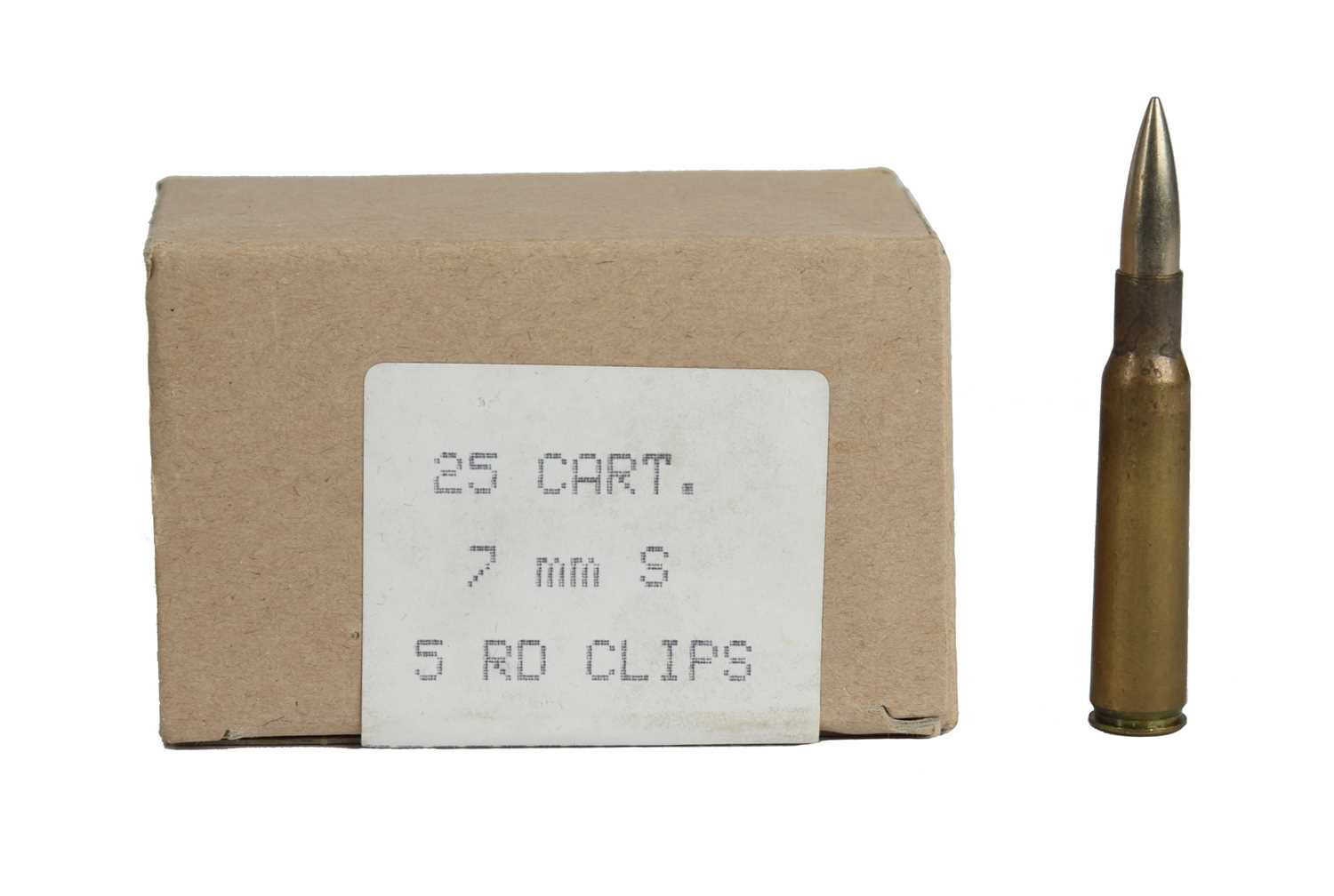 Ƒ A quantity of Military surplus 7x57mm ammunition, in five-round chargers (a.k.a. stripper clips),