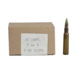 Ƒ A quantity of Military surplus 7x57mm ammunition, in five-round chargers (a.k.a. stripper clips),