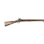 An Austrian 28 bore tube lock cadet musket, sighted barrel 31.5 in., secured to the stock by three