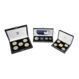 Elizabeth II: silver proof sets (3), vis.: Britannia Silver Proof Collection, 2005, 4 coins, two