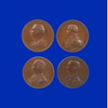 George III, four copper medals by C.H. Küchler, vis.: i) British Victories 1798, armoured bust left,