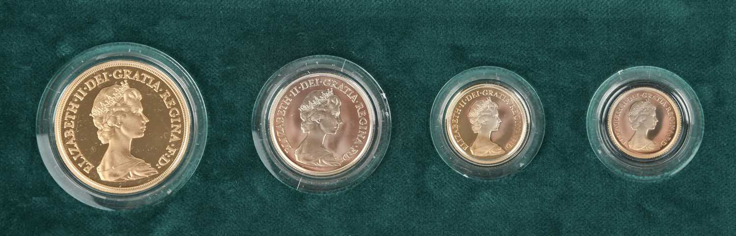 Elizabeth II, gold proof set, 1980, four coins, five pounds to half sovereign (S PGS01), in fitted