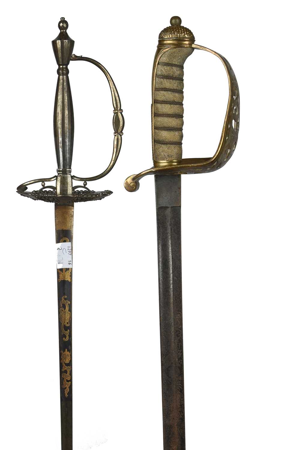 A British 1857 Pattern Royal Engineers officer's sword, slightly curved fullered blade 33 in., - Bild 2 aus 2